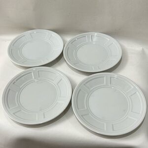Bernardaud Naxos France 4 White Porcelain 6 1/2 In Bread & Butter Plates Saucers